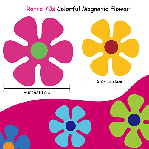 Car Flower Magnet Funny Magnetic Decals Decorations Cute Fridge Magnets 60S Flower Cutout Magnet For Car Home Door Whiteboard Refrigerator (16 Pieces,3.9 X 3.9 Inch, 2.2 X 2.2 Inch) #TOP1
