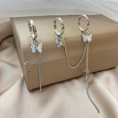 Butterfly Chain Rings Set Plated Toned Inspired