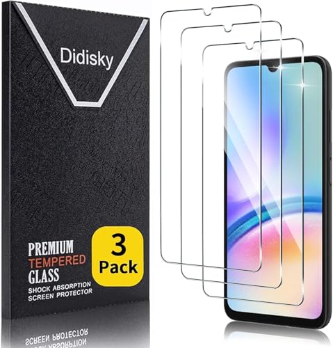 Didisky Lot de 3 Protecteur Verre Trempé pour Samsung Galaxy A05S/A05, Film Protection écran, dureté 9H, Pas de Bulles, Haute définition