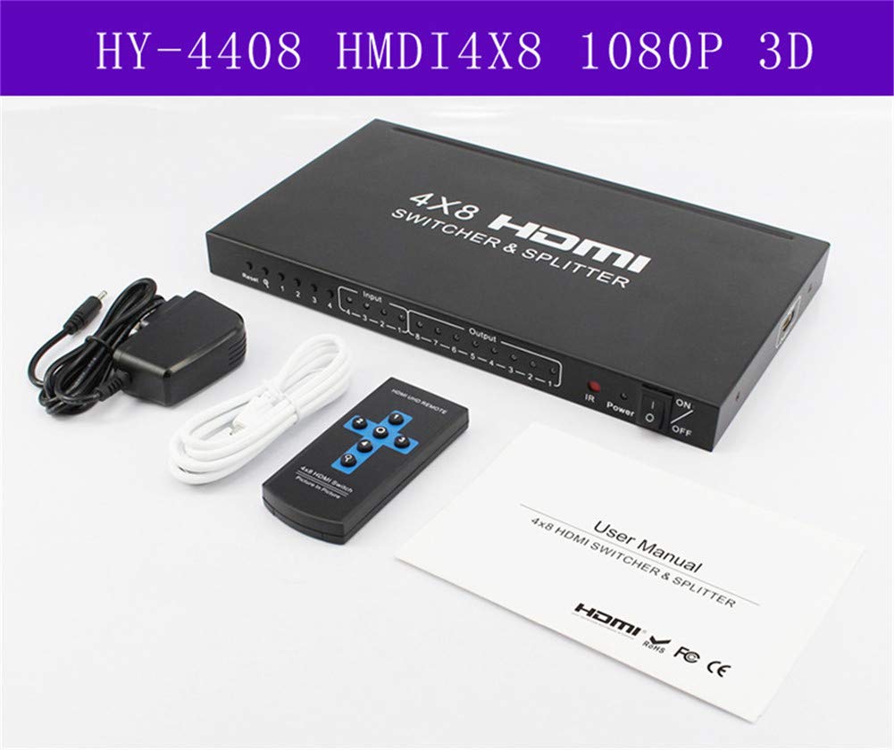 HDMI Switch 4x8 con telecomando HDMI Switcher Splitter Converter Adapter Supporto 4K * 2K 3D 1080P Alta qualità