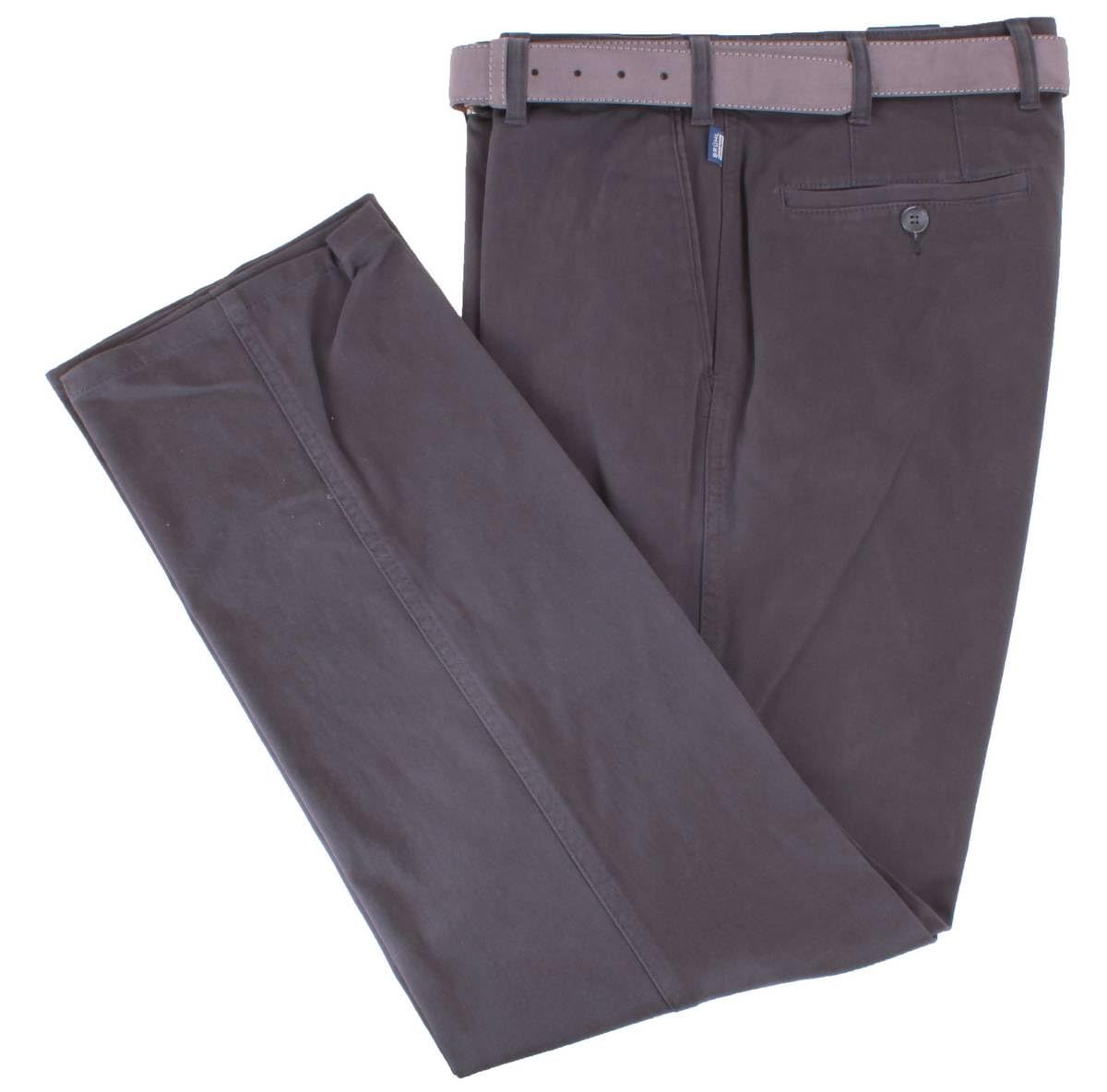 Bruhl Men's Anthracite Grey Montana Pima Stretch Gabardine Autumn Weight Chinos - W38 L30