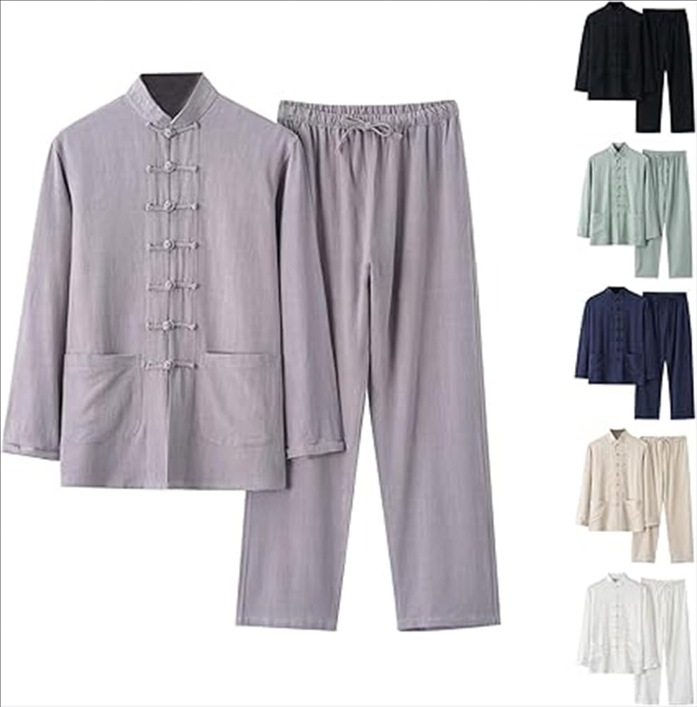 004,L,Conjunto De Ropa De Kung Fu Unisex para Artes Marciales. Ropa De Práctica De Tai Chi Unisex, Camisetas Y Pantalones De Manga Larga para Principiantes