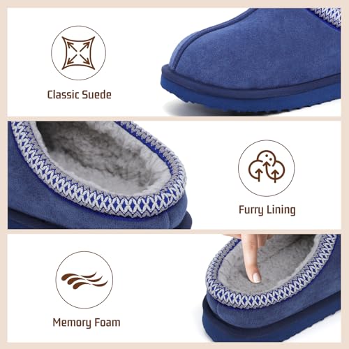 Image of Women's Slippers Fuzzy Cozy Short Ankle Shoes Indoor and Outdoor Mules Furry Warm House Slippers for Woman Cute Fluffy Clogs