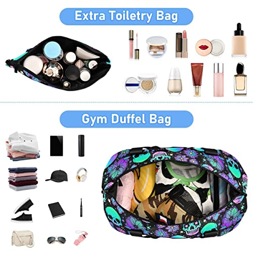Travel Duffel Tote Bag Funny Skulls Sports Duffel Bag with Wet Pocket Weekender Overnight Bag for Women Men Gym Bag, Carry On Bag Hospital Bag for Labor and Delivery3
