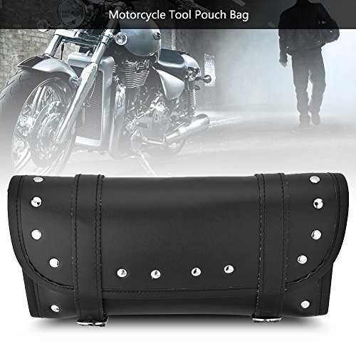 Torba na narzędzia motocyklowe Keenso, wodoodporna, czarna, sztuczna skóra, torba na narzędzia, widelec przedni i tylny, torba na kierownicę, sakwa