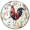 Non-Ticking Wooden Wall Clocks Battery Operated,Retro Rustic Farmhouse Decorative Clock for Living Room Kitchen Bathroom Bedroom Decor (12inch)