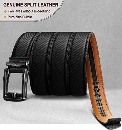 Image of BULLIANT Men belt 2Pack,Leather Ratchet Belt for Gift Men Dress Casual Jeans 1 3 /8 inch,Cut for Fit