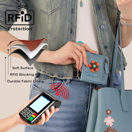 Image of Montana West X Wrangler Small Womens Wallet Slim Rfid Blocking Wallets Bifold Credit Card Holder Wallets with Clear ID Window