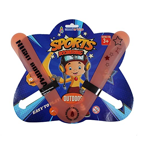 Image of Wood Bridge Boomerang Sports Throw- V Shape Night Glow Material (Orange) - 5 Years And Up