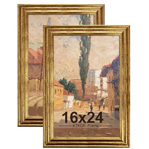 KTKDE 16x24 Picture Frame Set of 2 Ornate Vintage Gold Poster Frames - 16 x 24 Antique Photo Frame for Rustic Gold frame Wall Decor Display Retro Home Decor best gift