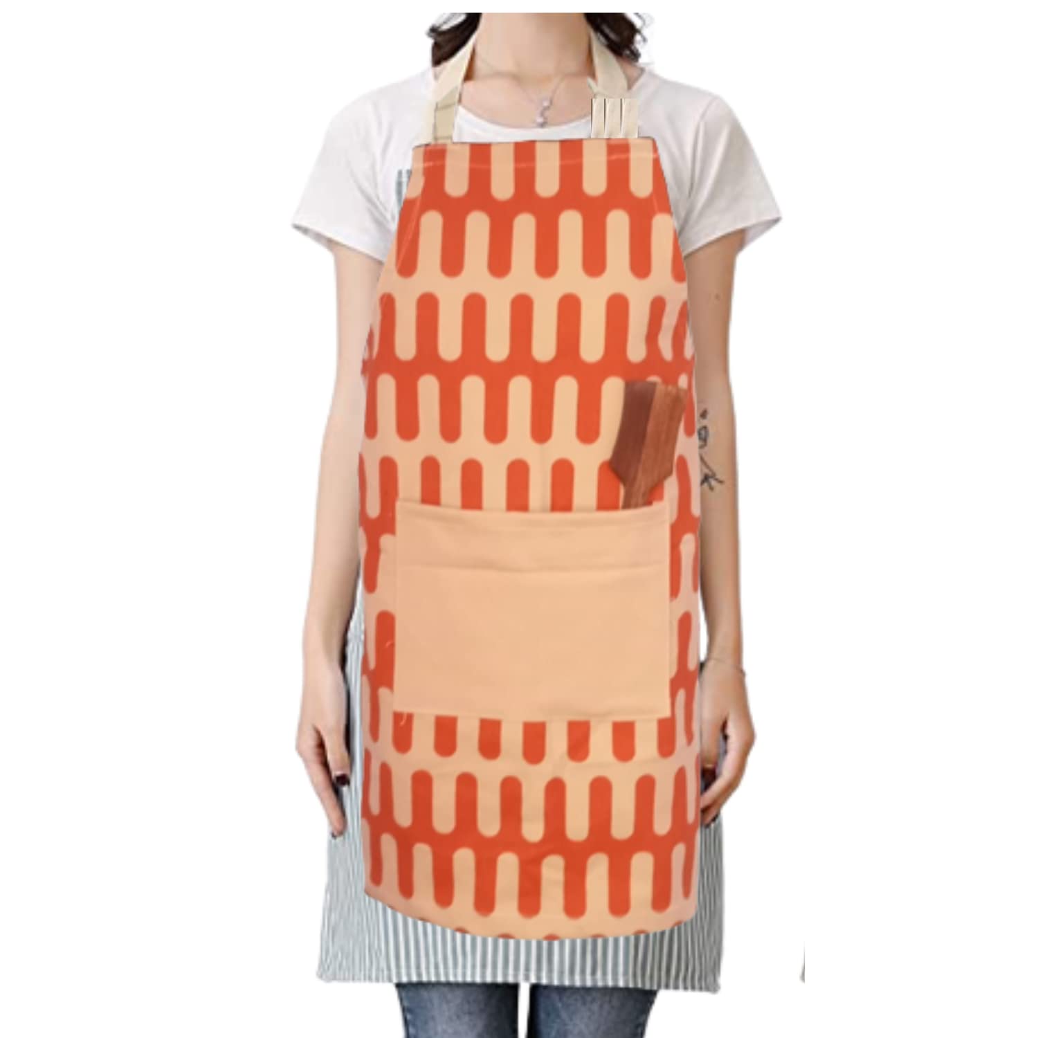 TASMAX Apron for Kitchen Waterproof Kitchen | Cotton Aprons for Women Kitchen | Cooking Aprons, Adjustable Bib Soft Chef Aprint with 2 Pockets for Men Women Dress