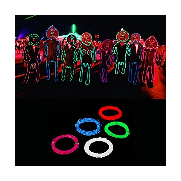 Litake EL Draht, 5x3m Neonlicht batteriebetriebene Elektrolumineszenz Draht leuchtende Strobe dekorative Licht für Xmas… – Bild 4
