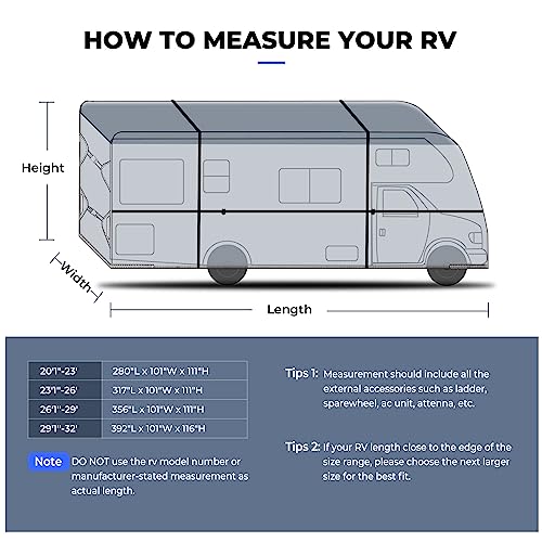 RVMasking Capa de RV Classe C de 7 camadas para Motorhome de 23'2.5 cm-26' - Resistente à prova de