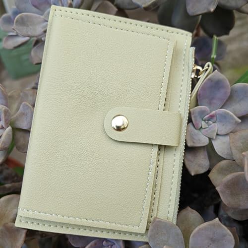 Small Wallets Woman, Slim PU Leather Minimalist Pocket Card Case Holder with Zipper and 6 Card Slots,Compact Lightweight Thin Portable Coin Purse for Cards Travel Business Cash Bills3