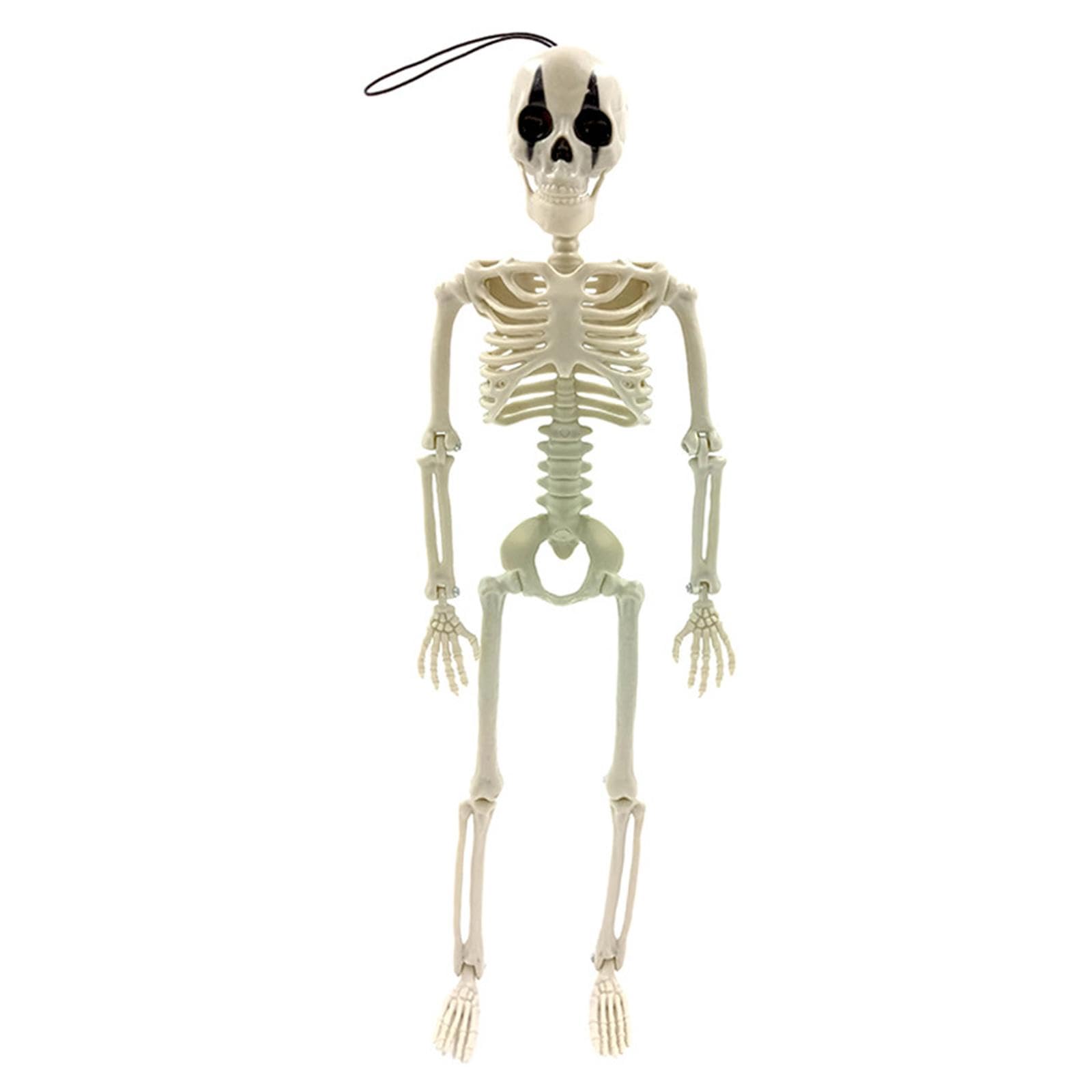 Ruchomy szkielet, wiszący szkielet na Halloween, wiszące ozdoby na imprezę, 40,6 cm, prezent na imprezę, dekoracja, realistyczny szkielet do wejścia, czerwony nos