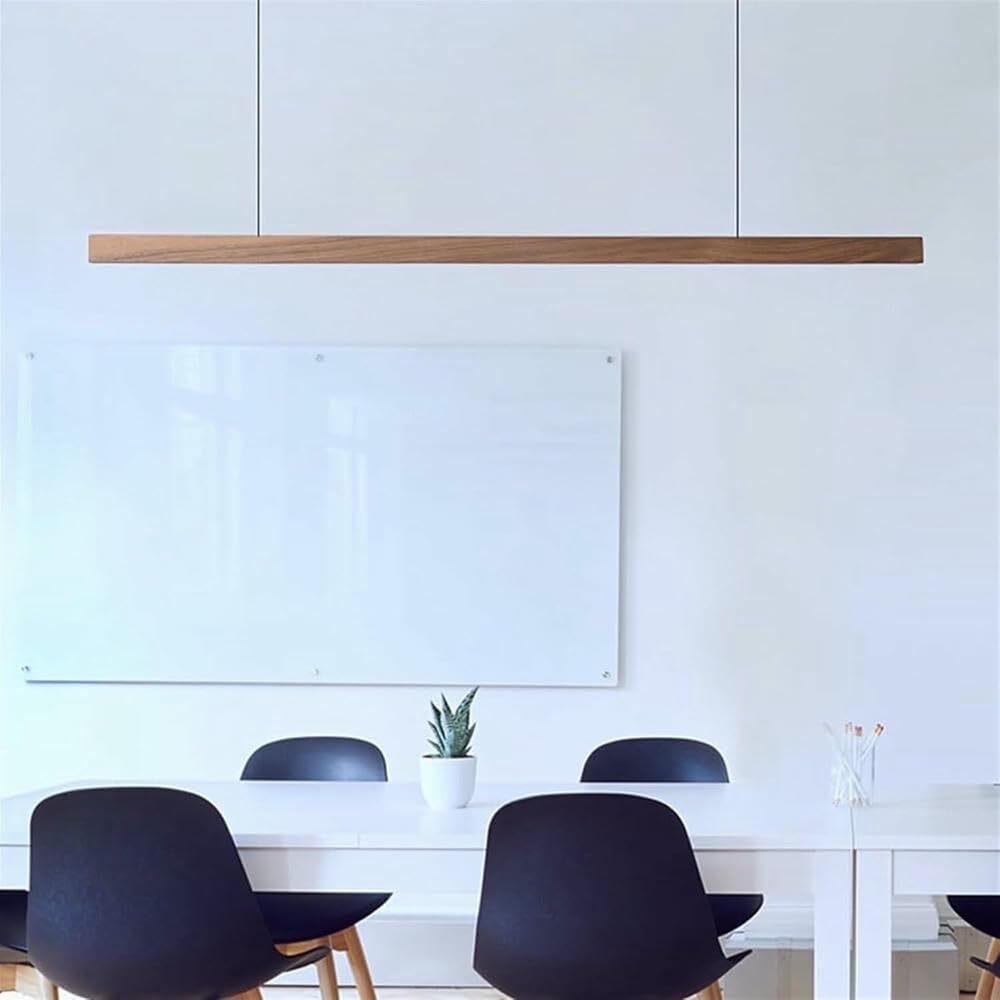 Lampada a Sospensione Moderna a LED dimmerabile, lampadario lineare in Legno per Ufficio, Altezza Regolabile (120 cm/47,2 Pollici)