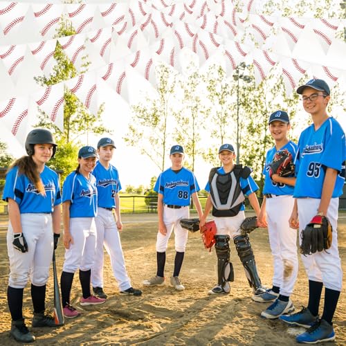 Image of Jetec 5 Pcs 49 Ft Baseball Party Decorations Pennant Banner Pre-Assembled Sport Triangle Flag Bunting Garland for Baseball Birthday Party Supplies Sport Theme Decorations