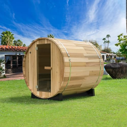 WOODBRIDGE 4-Person Canada Red Cedar Luxury Barrel Sauna