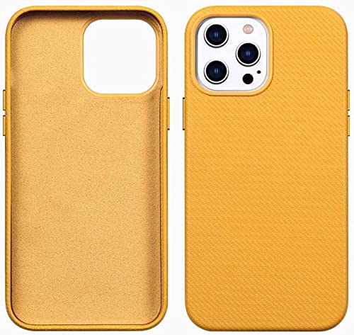 Protection cuir iPhone 13 Pro jaune antichoc avec chargement sans fil