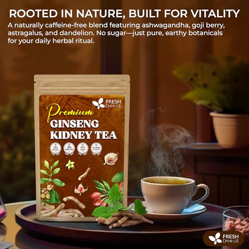 Image of FreshDrinkUS, Ginseng Kidney Tea - 30 Packs of Herbal Detox & Vitality Support | 100% Natural Roots & Berries | Caffeine-Free | Adaptogenic Blend for Energy, Kidney Health, and Wellness