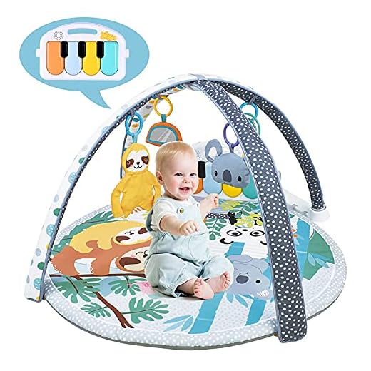 WYSWYG Baby Play Mat Piano Gym 3-in-1 Infant Playmat with Music and Sounds - Baby Activity Playmats for Tummy Time - Jungle Themed Baby Gyms Floor Mat Infants Toys Gifts 0-3, 3-6, 0 6, 6-12 Months Old