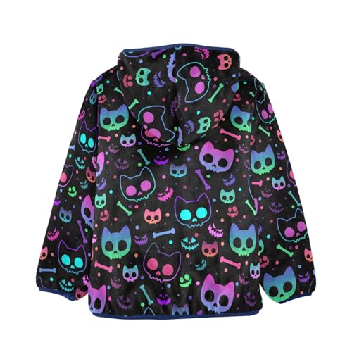 Boys' Fleece Hoody Jacket Zip Up Coat Warm Fall Winter Plush Jacket Halloween Cat Skull Long Sleeve Outerwear2