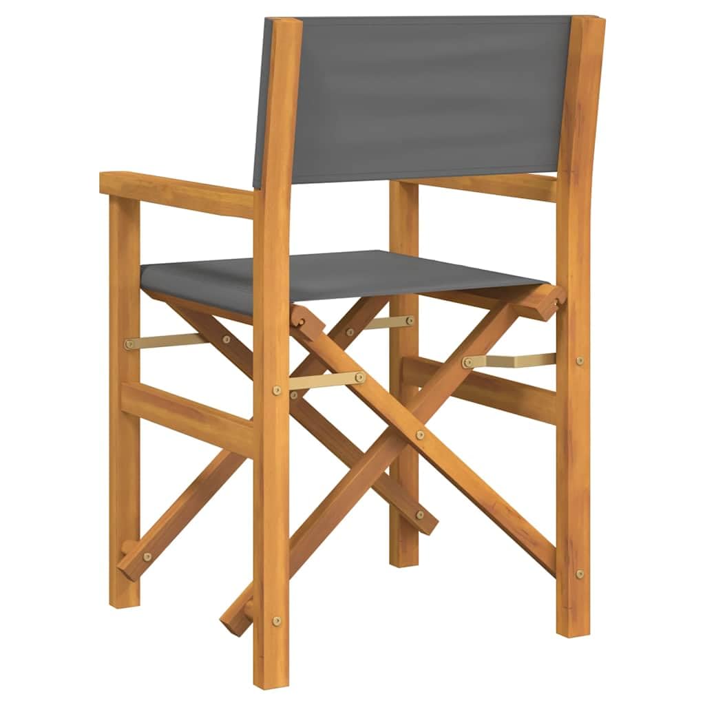 vidaXL Regiestühle 2 STK. Klappbar Grau Massivholz Teak, klappbarer Regiestuhl, Camping-Regiestuhl, Klappstuhl, Outdoor-Regiestuhl, Garten-Regiestuhl