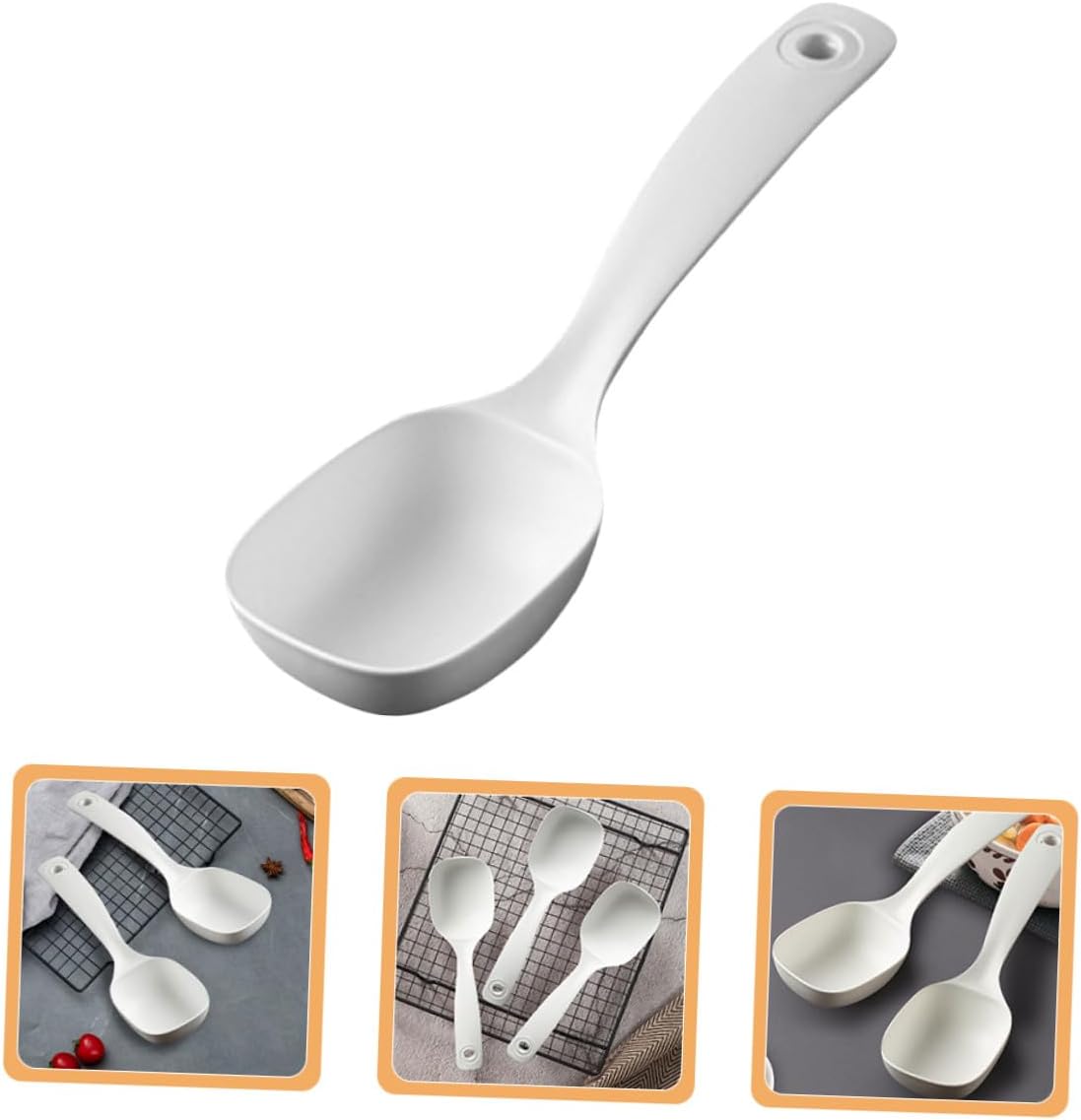SUPVOX 4pcs Kitchen Soup Ladles Large Porridge Serving Spoons Long Handle Non-stick Reusable Flatware Soup Spoons for Home and Restaurant Use