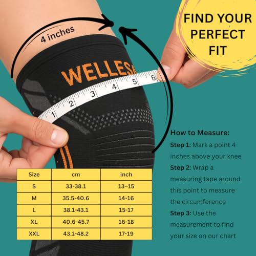 Image of WELLESA Knee Cap for Men & Women | Knee Support for Pain Relief | Knee Brace for Gym, Running, Badminton, Hiking, Basketball | Arthritis, Bursitis, Patellar Support | Size Small | Pack of 2