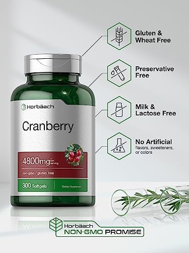 Horbäach CL11595 Cranberry Pills 4800Mg | 300 Softgels | Non-Gmo, Gluten Free Supplement thumb #4