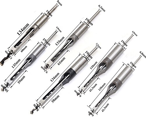 Square Hole Drill Bit, 6PCs and 7PCs Woodworking Square Hole Drill Bits Set, Stainless Steel Mortising Chisel Set with Twist Drill for Hole Opening, 6mm -30mm