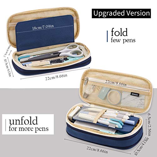 Image of Kawaii Cute Aesthetic Pencil Case for Girls & Boys | 3 Layer 6 Compartment Large Capacity Pencil Pouch with Zipper | Cartoon Stationery Organizer Bag for Students & Kids (Special 1 (Dark Blue))