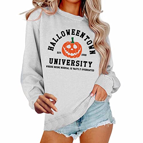 Sweatshirt Halloween femme blanc au design imprimé unique et coupe ample XXL