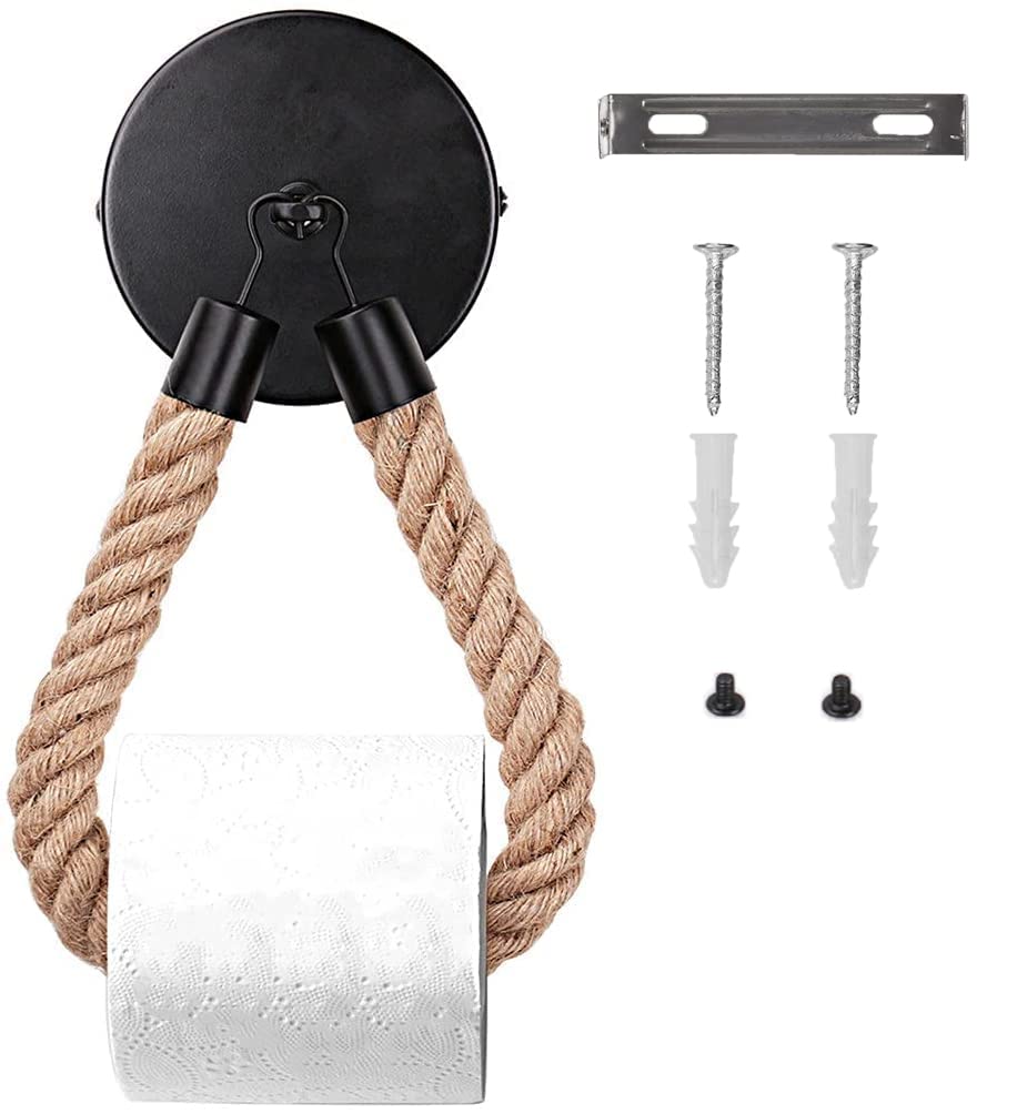 Wangcl Black 304 Stainless Steel Toilet Paper Holder Vintage Toilet Roll Holder Wall Mount For Bathroom Towel Rack