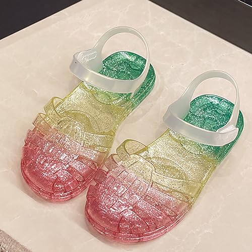 Girls Princess Jelly Sandals Toddler Kids Summer Rainbow Glitter Sparkly Party Mary Jane Shoes Colorful Flat Sandal3