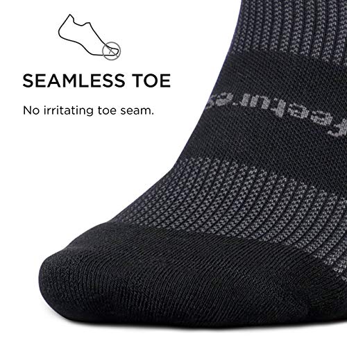 Feetures High-Performance Max Cushion No Show Tab Solid - For Men & Women, Athletic Ankle Socks, Moisture Wicking - X-Large, Black-6Pack3