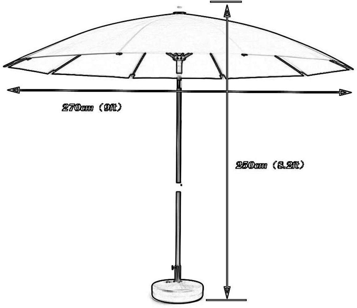 Parasoli da Giardino da 9 Piedi all'aperto con Ombrello da Patio Esterno, tavolino da caffè in Fibra di Vetro (Kaki a)