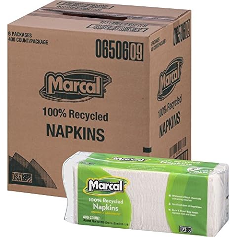 Marcal 6506CT Luncheon Napkin, Single-Ply, 12-1/2-Inch x11-1/4-Inch , 2400/CT, White Cover