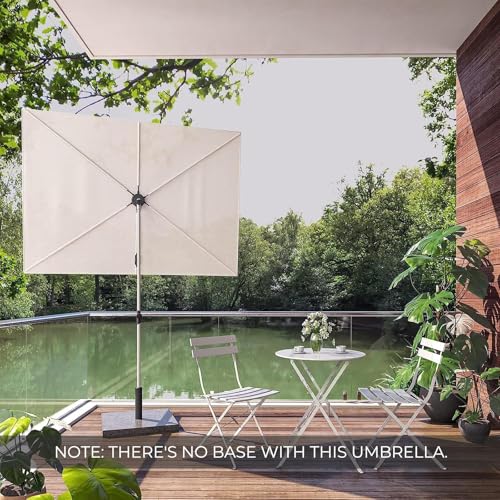 Grand patio Balcony Umbrella, JENA 6x4 FT Outdoor Umbrella, Rectangular Flat Canopy Versatile Patio Shade with 360 Degree Roating Knob for Deck Apartment, Beige image 2