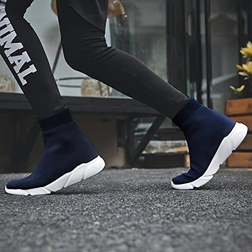 Dames sportschoenen Hoge ademende damesschoenen Pull-on sportschoenen Dames sport-hardloopschoenen Blauw Gebreid Dikke… - Image 6