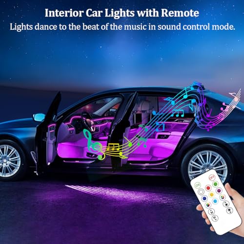 2 Stück Auto Led-Leuchten mit Fernbedienung, 7 Farben Auto-LED-Innenbeleuchtung, Umgebungsbeleuchtung im Autoinnenraum, Wiederaufladbares Auto-Innenleselicht, led-leuchten fürs Auto