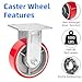 Nefish 5 Inch Industrial Fix Casters, Heavy Duty Plate Caster with No Noise Polyurethane Wheel on Steel Hub, 1000 Lbs Load Capacity Per Rigid Casters for Utility Cart, Dollies (2 Pack)