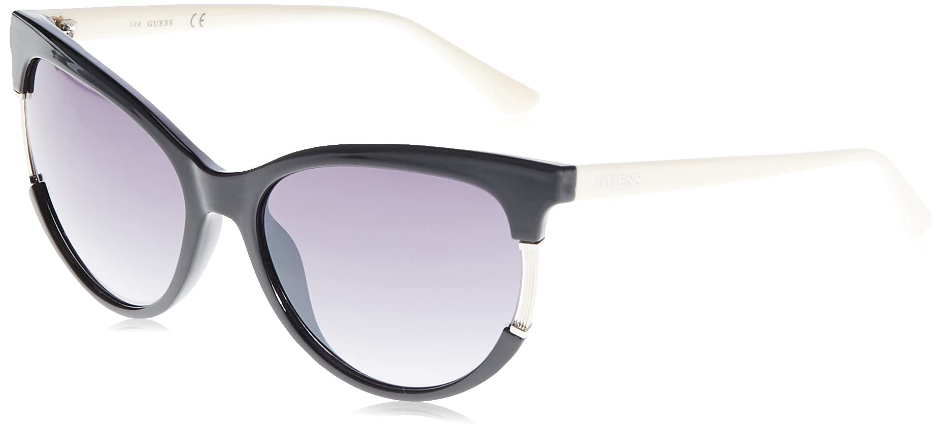GUESSWomen's Gu772501B Sunglasses, Color: Shiny Black/Gradient Smoke, Size: 57