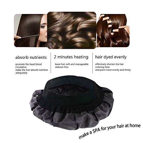 Cordless Deep Conditioning Heat Cap - Microwavable Heat Cap for Steaming, Heat Therapy for Hair, Thermal Spa Hair Steamer Gel Cap (Black)