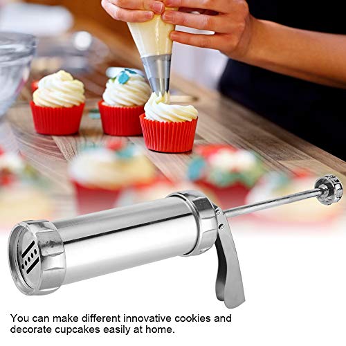 HAOHIZE Cookie Press Gun Set, Aluminum Alloy Cookies Press Maker Kit Biscuits Maker Press Machine Bakeware with 20 Cookies 4 Nozzles Silver - Image 5