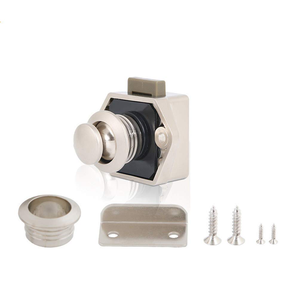 10 pezzi Push Button Catch Door Lock Bloccaggio in metallo per camper, caravan, furgone, yacht Drawer cabinet Door (nichel perlato)