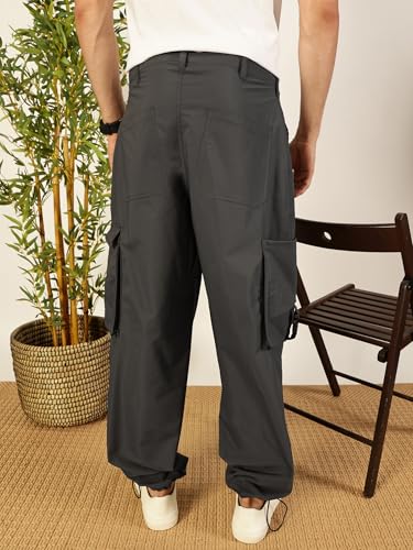 Image of Thomas Scott Men's | Solid | Light Weight | Breathable Fabric | Ribbed Bottoms | Mid Rise | Loose Fit | 100% Cotton | Button Waist | Chino Trouser | Pants
