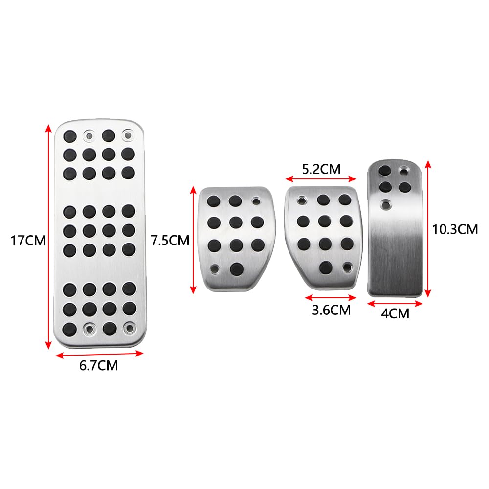 Kit de pédales pour Peugeot Frein Gaz Embrayage Foot Pad Ensemble de quatre pédales avec vis de montage pour 207 301 307 208 2008 308 408 CC/ C3 C4/ DS3 DS4 DS6