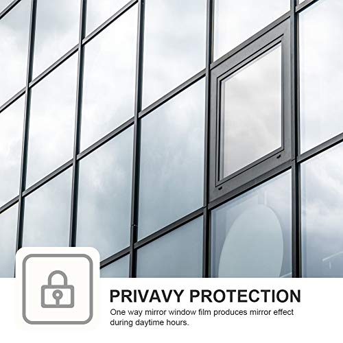 Window Privacy Film One Way Daytime Mirror Tint Treatments UV Heat Control Vinyl Stickers Sun Block Glass Paper Door Covering Reflective (Brown Silver, 41.3 Inch x 7.8 Feet)