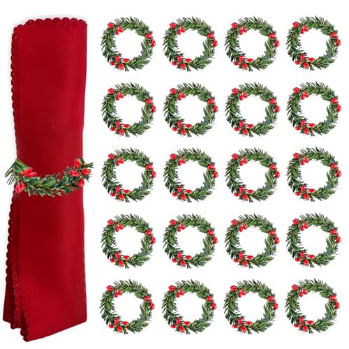 STIFFENERS 20pcs Christmas Napkin Ring,Christmas Dinner Table Decorations,Multipurpose Napkin Rings for Christmas Lunch Thanksgiving New Year Holiday Wedding Party Table Decoration